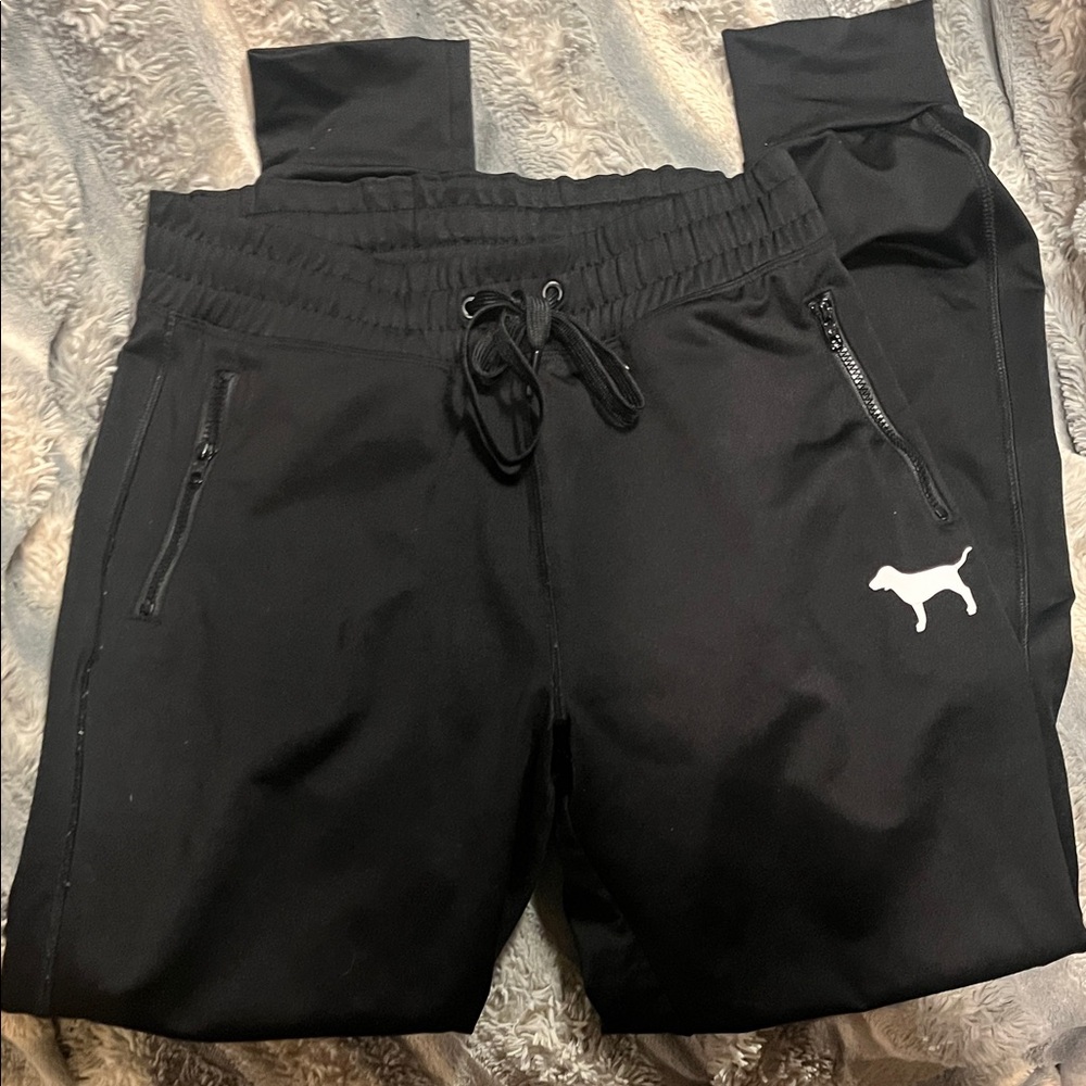 PINK Victoria's Secret Black Track Pants with Logo